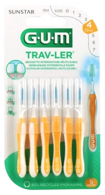 GUM Trav-Ler Brossettes Interdentaires Réutilisables 6 Unités - Taille : 1514 : 1,3 mm