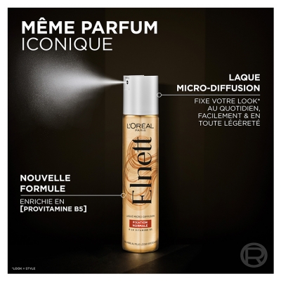 L'Oréal Paris Elnett Laque Micro-Diffusion Fixation Forte Éclat et Souplesse Tous Types de Cheveux 300 ml