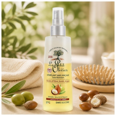 Le Petit Olivier Démêlant Sans Rinçage Nutrition à l'Huiles d'Olive Karité et Argan 150 ml
