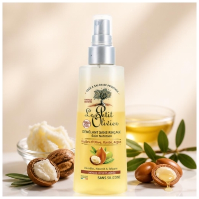 Le Petit Olivier Démêlant Sans Rinçage Nutrition à l'Huiles d'Olive Karité et Argan 150 ml