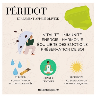 Natura Square Bracelet Facettes Péridot 1 Pièce