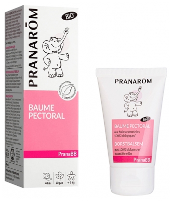 Pranarôm Pranabb Baume Pectoral Bio (Eco) Aide Bébé à Mieux Respirer Composé d'Huiles Essentielles Pures et Naturelles 40 ml