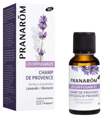 Pranarôm Les Diffusables Mélange d'Huiles Essentielles Bio Pour Diffuseur Champ de Provence Senteurs Ensoleillées Lavande et Romarin Bio (Eco) 30 ml
