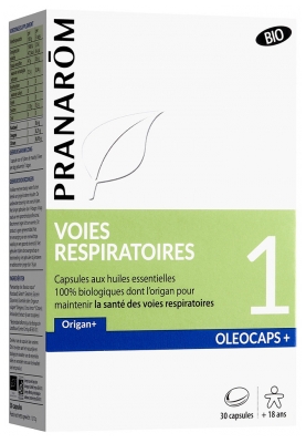 Pranarôm Oléocaps+ 1 Capsules d'Huiles Essentielles Bio Voies Respiratoires Origan 30 Capsules
