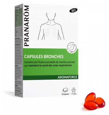 Pranarôm Capsules Bronches Bio Facilitent la Respiration Aux Huiles Essentielles Biologiques E179