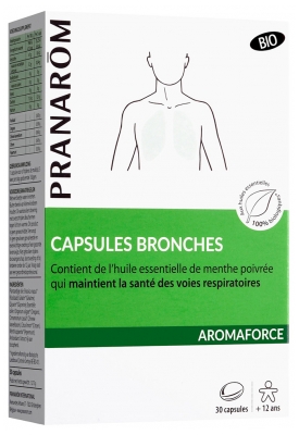 Pranarôm Capsules Bronches Bio Facilitent la Respiration Aux Huiles Essentielles Biologiques E179