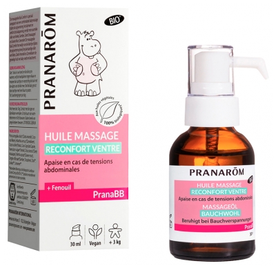 Pranarôm Pranabb Huile de Massage Confort Digestif Apaise en Cas de Tensions Abdominales Fenouil Bio 30 ml