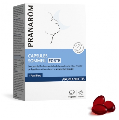Pranarôm Aromanoctis Capsules Forte Favorise l'Endormissement et la Relaxation Aux Huiles Essentielles Biologiques 30 Capsules