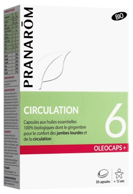 Pranarôm Oléocaps+ 6 Circulation Capsules d'Huiles Essentielles Bio 30 Capsules