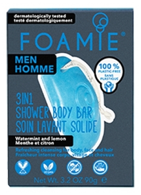 Foamie Soin Lavant Homme 3 en 1 Menthe et Citron - Seas Thé Day 80 g