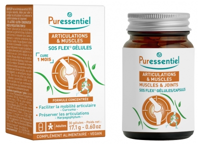 Puressentiel Nouveau : Gélules S.o.s Flex® Articulations & Muscles - 30 Gélules (Disponible T2 2022)