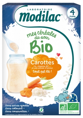 Modilac Céréales Bio Riz Carotte 250 g