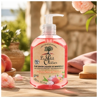 Le Petit Olivier Pur Savon Liquide de Marseille Parfum Fleur de Pêcher 300 ML