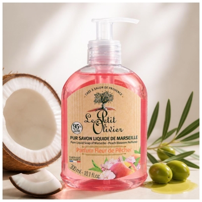 Le Petit Olivier Pur Savon Liquide de Marseille Parfum Fleur de Pêcher 300 ML
