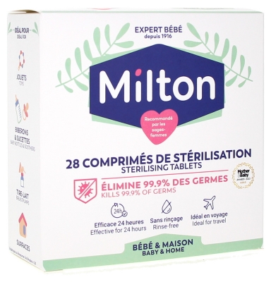 Milton Comprimés de Stérilisation x 28 - Élimine 99,9% des Germes