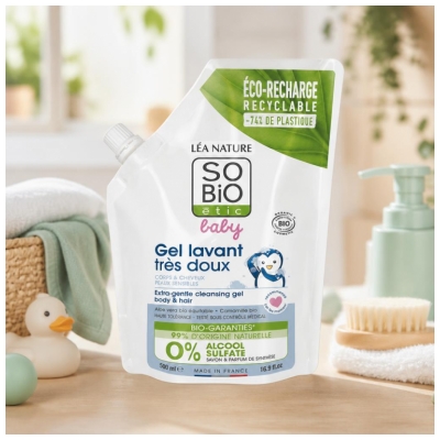 Léa Nature SO BIO étic Baby Gel Lavant Très Doux Éco-Recharge Biologique 500 ML