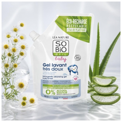 Léa Nature SO BIO étic Baby Gel Lavant Très Doux Éco-Recharge Biologique 500 ML