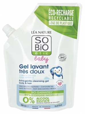 Léa Nature SO BIO étic Baby Gel Lavant Très Doux Éco-Recharge Biologique 500 ML