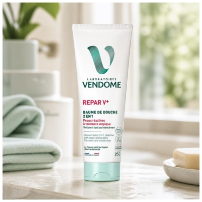 Laboratoires Vendôme Repar V+ Baume de Douche Peaux Réactives à Tendance Atopique 250 g 
