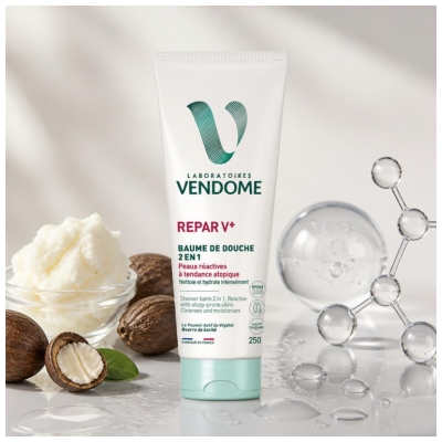 Laboratoires Vendôme Repar V+ Baume de Douche Peaux Réactives à Tendance Atopique 250 g 