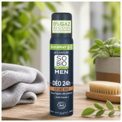 Léa Nature SO BIO étic Men Déo 24H Anti-Traces Éco-Spray Biologique 100 ML