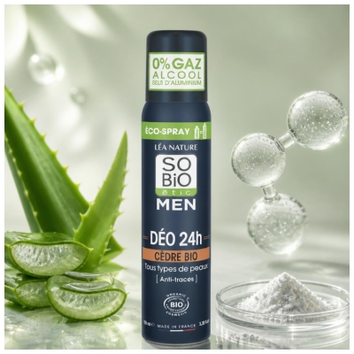 Léa Nature SO BIO étic Men Déo 24H Anti-Traces Éco-Spray Biologique 100 ML