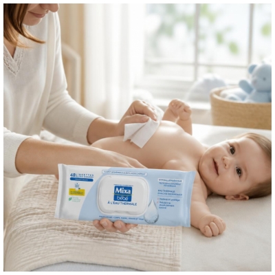 Mixa Bébé Lingettes à l'Eau Thermale 48 Unités