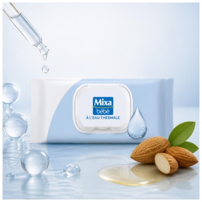 Mixa Bébé Lingettes à l'Eau Thermale 48 Unités
