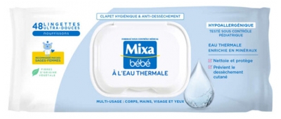 Mixa Bébé Lingettes à l'Eau Thermale 48 Unités