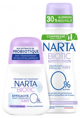 Narta Bioctic Déodorant Anti-Transpirant 48 Heures Peaux Sensibles 50 ML