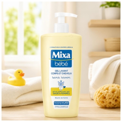 Mixa Bébé Gel Lavant Corps et Cheveux Sans Savon 750 ML