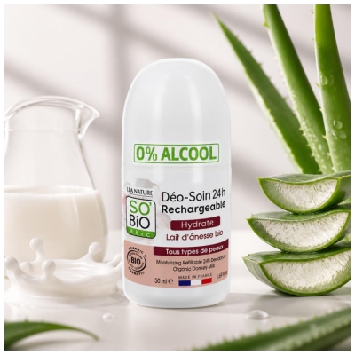 Léa Nature SO BIO étic Déo-Soin 24H Lait d'Ânesse Roll-On Biologique 50 ML
