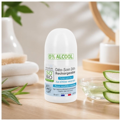 Léa Nature SO BIO étic Déo-Soin 24H Rechargeable Jus d'Aloe Vera Roll-On Biologique 50 ML
