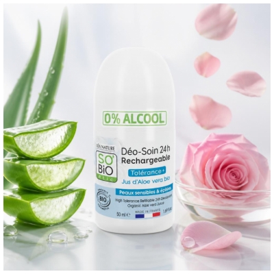 Léa Nature SO BIO étic Déo-Soin 24H Rechargeable Jus d'Aloe Vera Roll-On Biologique 50 ML