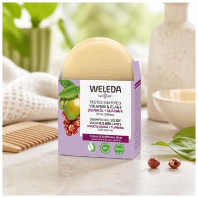 Weleda Shampoing Solide Volume & Brillance Huile de Jojoba + Guarana 50 g