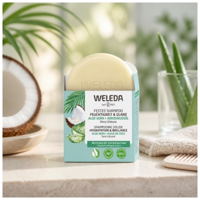 Weleda Shampooing Solide Hydratation & Brillance Aloe Vera + Huile de Coco 50 g