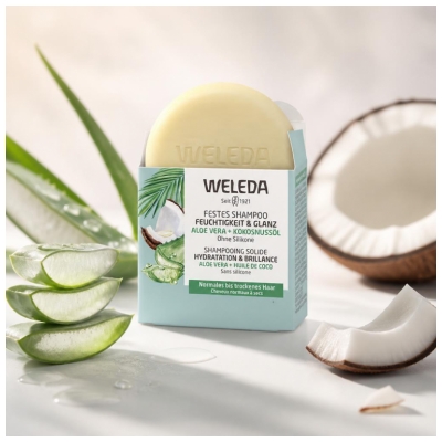 Weleda Shampooing Solide Hydratation & Brillance Aloe Vera + Huile de Coco 50 g