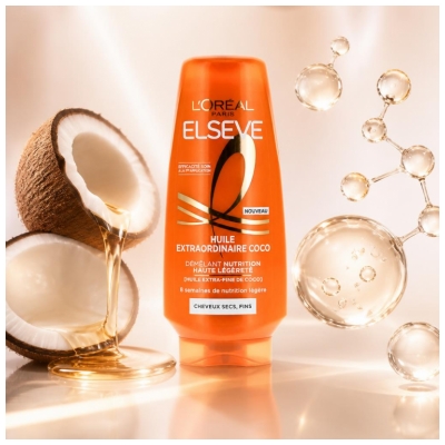 L'Oréal Paris Elseve Huile Extraordinaire Nutrition Haute Légèreté à l'Huile Extra-Fine de Coco 200 ml