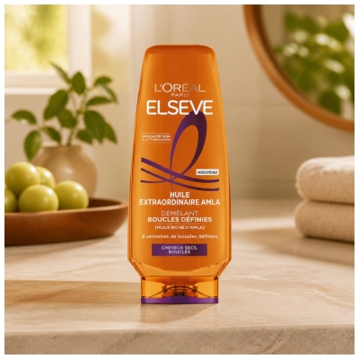 L'Oréal Paris Elseve Huile Extraordinaire Amla Après-Shampoing Démêlant Boucles Définies Cheveux Secs Bouclés 250 ml