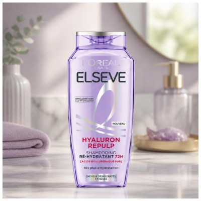L'Oréal Paris Elseve Hyaluron Repulp Shampoing Ré-Hydratant 72H Cheveux Déshydratés Fatigués 250 ml