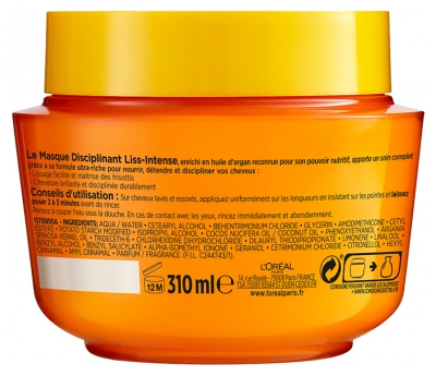 L'Oréal Paris Elseve Liss-Intense Masque Disciplinant Anti-Frisottis 310 ml