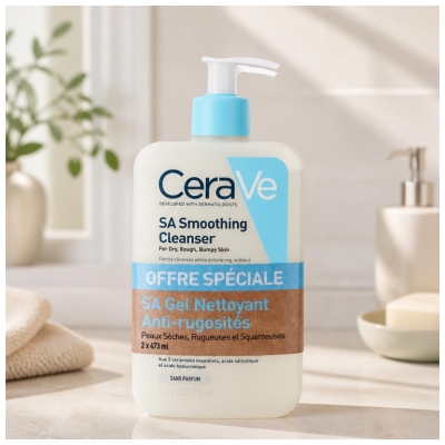 CeraVe SA Gel Nettoyant Anti-Rugosités Lot 2 x 473 ML