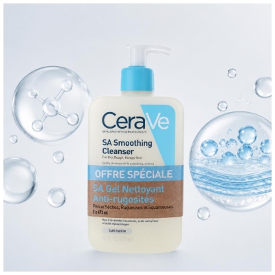 CeraVe SA Gel Nettoyant Anti-Rugosités Lot 2 x 473 ML