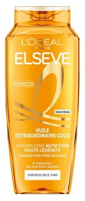 L'Oréal Paris Elseve Huile Extraordinaire Coco Shampoing Nutrition Haute Légèreté Cheveux Secs 250 ml