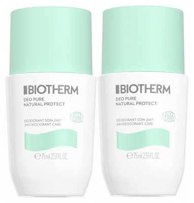 Biotherm Déo Pure Natural Protect Déodorant Soin 24H Bio Roll On Lot 2 x 75 ML