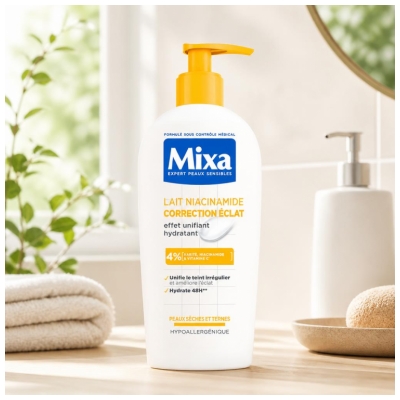 Mixa Lait Niacinamide Correction Éclat Peaux Sèches et Ternes 250 ml
