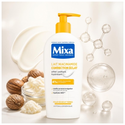 Mixa Lait Niacinamide Correction Éclat Peaux Sèches et Ternes 250 ml