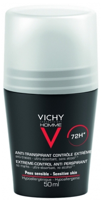 Vichy Homme Anti-Transpirant Contrôle Extrême 72H 2 x 50 ml