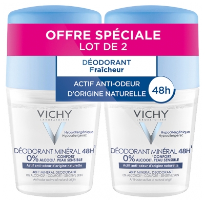 Vichy Déodorant Anti-Transpirant 48H Sans Alcool Bille Lot de 2 x 50 ml