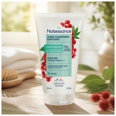 Natessance Après-Shampooing Démêlant Fortifiant - Ricin & Kératine Végétale